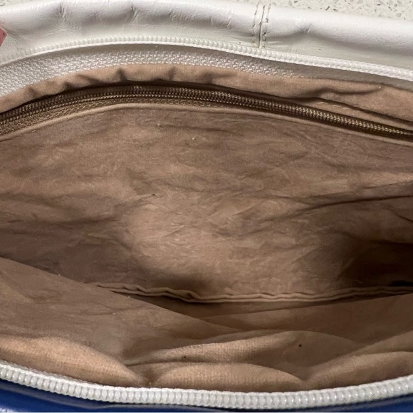 VINTAGE 90s Leather Colorblock Crossbody Bag or Clutch w/ TWO Detachable Straps - Picture 7 of 10